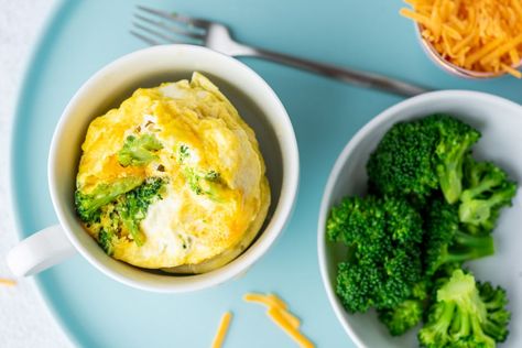 Easy 90-Second Veggie Microwave Omelet Microwave Omelette Recipe, Egg In A Mug, In A Mug Recipes, Microwave Omelet, High Protein Breakfasts, Easy Omelet, Microwave Mug Recipes, Protein Breakfasts, Microwave Meals