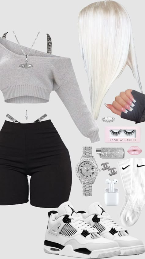 #chav #silver #pandora #blonde #nails #jordans #fit #fitinspo #outfit #outfitinspo #chavgirl #chavvy #chavy #chavv #nike #chanel #vivennewestwood #victoriassecret #baddie #comfy Chav Outfits, Cute Highschool Outfits, Teen Swag Outfits, Stylish Summer Outfits, Trendy Outfits For Teens, Cute Lazy Day Outfits, Swag Outfits For Girls, Neue Outfits, Trendy Summer Outfits