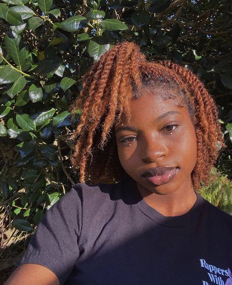 Dyed Twists Natural Hair, Colored Mini Twists Natural Hair, Dyed Mini Twists Natural Hair, Brown Mini Twists, Ginger Mini Twists, Ginger Aesthetic, Twists Natural Hair, Mini Twists Natural Hair, Natural Hair Bun Styles