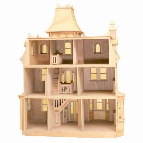 Greenleaf Beacon Hill Dollhouse Kit - 1 Inch Scale - Collector Dollhouse Kits at Hayneedle Homemade Dollhouse, Beacon Hill Dollhouse, Dollhouse Inspiration, Winding Staircase, Mansard Roof, Haunted Dollhouse, Victorian Dollhouse, Dolls House Interiors, Wooden Doll