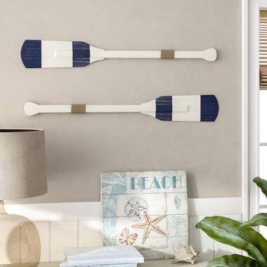 Breakwater Bay Coastal Brown Wood Novelty Canoe Oar Paddle Wall Decor with Arrow and Stripe Patterns & Reviews | Wayfair Painted Oars, Rowing Oars, Oar Decor, Wooden Oars, Wood Paddle, Boat Oars, Nautical Bathrooms, Coastal Wall Decor, Tropical Home Decor