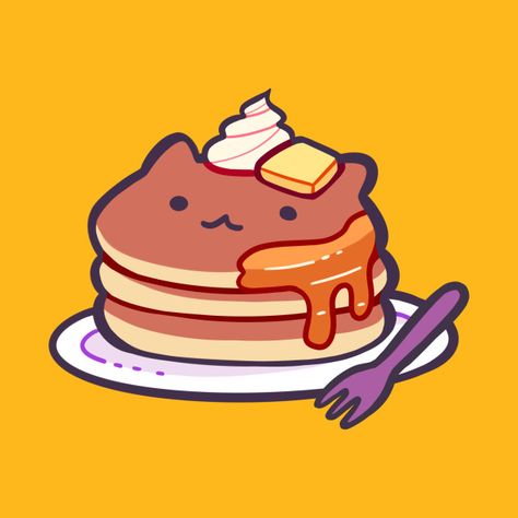 Check out this awesome 'Cat+Pancakes' design on @TeePublic! Cat Pancakes, Pancake Drawing, Photo Kawaii, 귀여운 음식 그림, Arte Do Kawaii, Stickers Kawaii, Cute Food Drawings, Cute Food Art, Cute Animal Drawings Kawaii