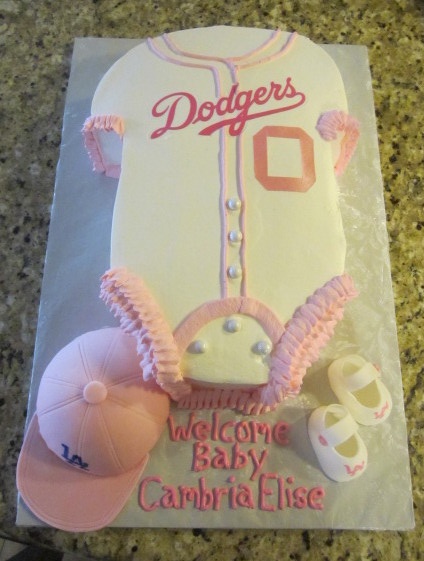 Go Dodger Pink! For a baby shower. Hat and shoes are edible fondant. Cupcakes For Boys, Baby Shower Cakes For Boys, Game Tickets, Trendy Baby Shower Ideas, Baby Shower Brunch, Elephant Baby Showers, Twins Baby Shower, Boy Baby Shower Themes, Shower Cupcakes