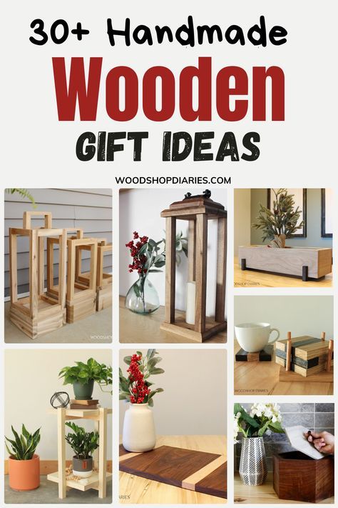 This list of 30+ handmade gift ideas are all easy beginner woodworking projects that anyone can make. 30+ simple projects for anyone on your gift giving list! Cute Wood Projects Simple, Wood Making Projects, Home Decor Handmade Ideas, Small Wooden Projects Simple, Simple Pallet Projects Diy Crafts, Wood Project Christmas Gifts, Wood Working Diy Projects, Easy Homemade Wooden Gifts, Easy Christmas Wood Projects