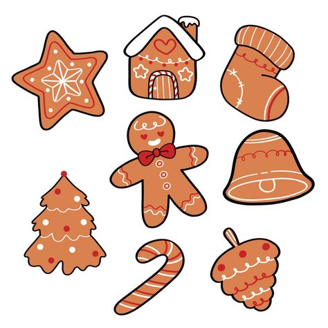 Gingerbread Cookies Drawing, Cookies Drawing, Gingerbread Man Drawing, Cartoon Png Images, Christmas Menu Design, Cookie Drawing, Ginger Man, Cookie Vector, Traditional Christmas Cookies