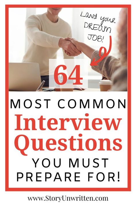 Nail your next job interview with this list of 64 common interview questions you must prepare for to land the job. Prepare with real samples of tough behavioral questions, customer service, leadership questions and more! Calm interview nerves with great interview preparation and practice. How To Interview Well, Leadership Interview Questions, Customer Service Interview Questions, Leadership Questions, Practice Interview Questions, Interview Nerves, Top Interview Questions, Interviewing Tips, Job Interview Prep