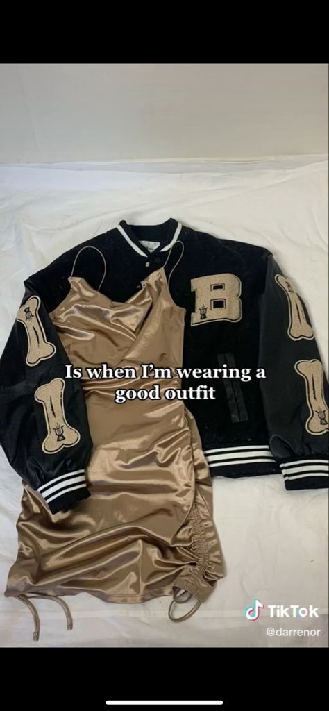 Varsity Jacket And Dress Outfit, Jacket And Dress Outfit, Clothes Hacks, Pinterest Life, Slay Outfits, Fashion Bella, Girls Dress Outfits, Everyday Clothing, Y2k Clothes