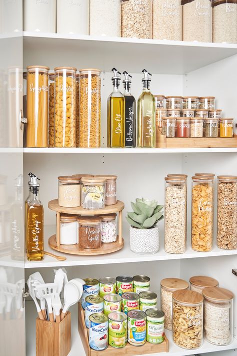 Pantry Space, Kitchen Arrangement, Kitchen Decor Collections, Kitchen Countertop Decor, Pantry Organisation, Organized Pantry, Desain Pantry, Countertop Decor, House Organisation