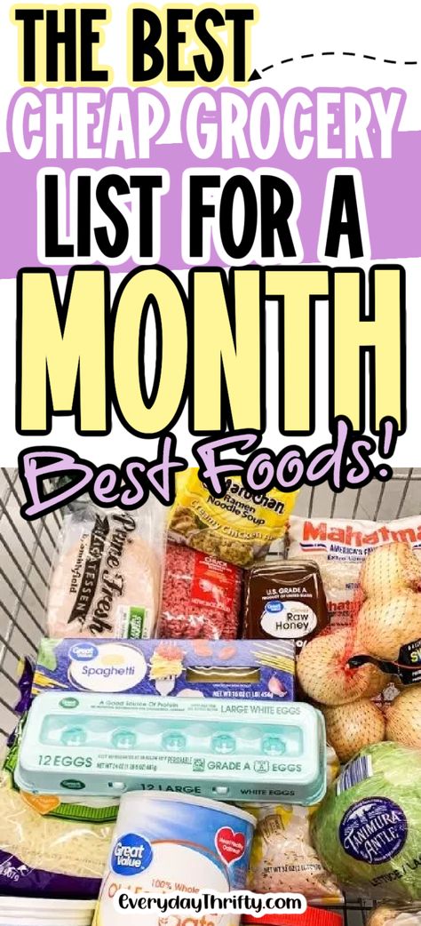 This cheap grocery list for a month will have you staying on a budget without feeling like you’re eating scraps every day! Budget Grocery List, Budget Grocery Shopping, Cheap Meal Prep, Cheap Grocery List, Healthy Shopping List, Cheap Groceries, Power Snacks, Shopping List Grocery, Healthy Grocery List