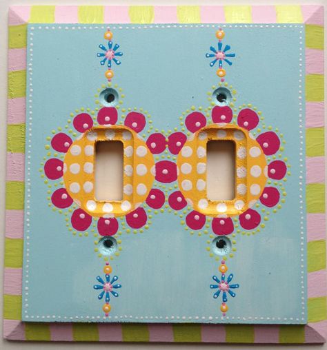 Reserved for Nicole Custom Hand Painted Double Light Switch Cover   "Princess Reagan" Light Switch Covers Diy, Decorative Switch Plate, Toggle Light Switch, Girly Room, Art Light, Light Switch Cover, Switch Plate Covers, Custom Hand Painted, Switch Plate