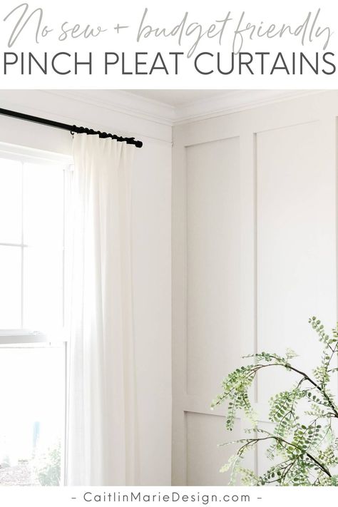 How to Pleat IKEA RITVA Curtains - Caitlin Marie Design Ikea Curtains Pleat, Ikea Sheer Curtains, Ikea Ritva Curtains, Ritva Curtains, Batten Diy, Pinch Pleat Drapes, Classic House Interior Design, Utah House, Pinch Pleat Drape