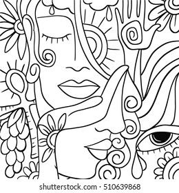 Abstract Decorated Faces: Stockillustration 510639868 | Shutterstock Cubist Art, Cubism Art, Abstract Face Art, Picasso Art, Doodle Art Designs, Abstract Line Art, Art Drawings For Kids, Teaching Art, Line Art Drawings