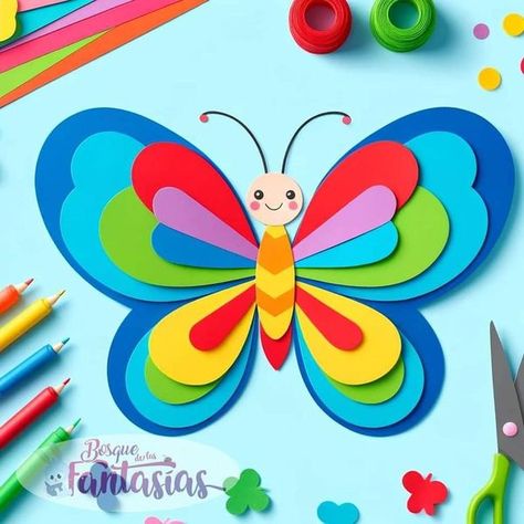 Paper Tearing Art For Kids, Paper Tearing Art, Paper Animal Crafts, Paper Crafts Ideas, Animals Crafts, Clown Crafts, Kindergarten Decorations, Flower Crafts Kids, Butterfly Craft