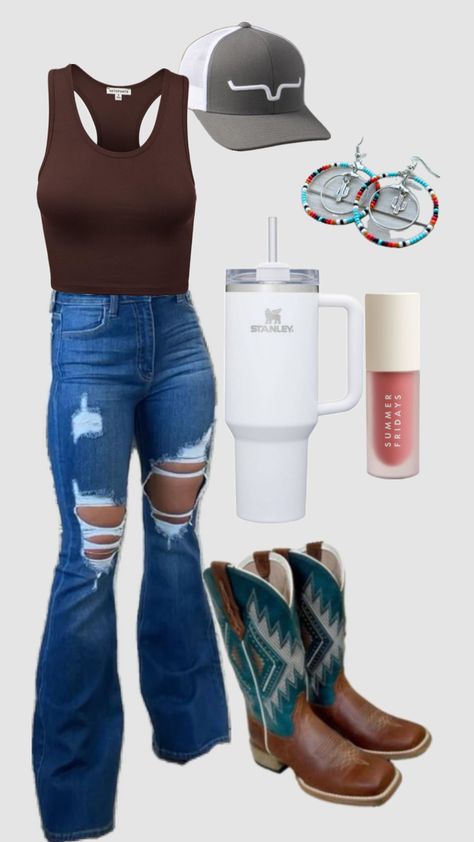 Outfits For The Fair, Country Western Outfits, Country Summer Outfits, Cute Cowgirl Outfits, Casual Country Outfits, Cute Country, Southern Outfits, Country Style Outfits, Western Wear Outfits