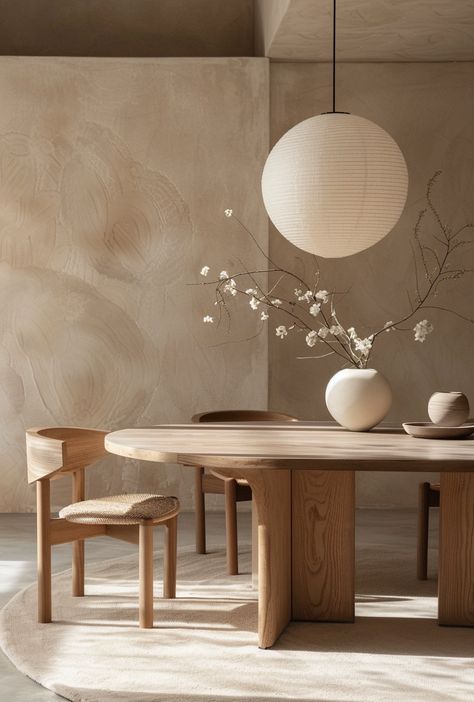 40 Simple Japandi Dining Room Designs To Set The Scene Wabi Sabi Dining Room, Japandi Dining Room Design, Japandi Dining Room, Japandi Dining, Japandi Furniture, Dark Dining Room, Dining Room Victorian, Japandi Interior Design, Japandi Interiors