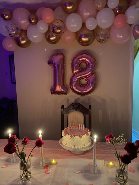 18th Birthday Simple Decorations, Birthday Queen Aesthetic, 18th Birthday Room Surprise, 18th Bday Party Ideas At Home, Basic Birthday Decorations, Simple 18th Birthday Decorations, House Party Decorations Birthday, Sweet 16 At Home, Living Room Birthday Party Decor