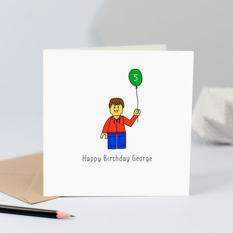 Lego birthday card for boy Lego Birthday Cards, Lego Card, Happy Birthday George, Colourful Birthday, Funny Thank You Cards, Cool Birthday Cards, Birthday Cards For Boys, Bday Cards, Boy Cards