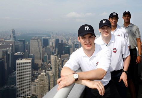 June 27, 2013: The top 2013 #NHLdraft prospects—Seth Jones, Nathan MacKinnon, Jonathan Drouin and Darnell Nurse—enjoyed the amazing views on the 86th floor Observatory this afternoon. Tune in to the NHL.com Draft this Sunday to find out which teams they will play for next season. #EmpireStateBuilding #NHL #NYC  (Photo credit: Reuters) Halifax Mooseheads, Jonathan Drouin, Seth Jones, Nathan Mackinnon, Hockey Men, Colorado Avalanche, Penelope Cruz, Amazing Views, Roger Federer