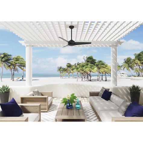 As a part of Hunters WeatherMax® Collection, the Trimaran outdoor ceiling is Engineered for the Elements #153;. It's wet rated as well as corrosion and salt-air resistant making it great for outdoor spaces like pergolas and patios. Easily control this ceiling fan without light with the included wall control. Available in classic finishes, this modern ceiling fan fits seamlessly in large, casual spaces. FeaturesUltra-durable WeatherMax corrosion resistance holds up in harsh, outdoor weather Wet-rated for use in outdoor spaces exposed to extreme weather elements No light kit or bulbs included Wall control included Due to lighting and monitor differences, actual colors and finishes may vary slightly from what appears online. | Hunter Trimaran 52" Outdoor Ceiling Fan in Matte Black | Nebraska Sea Point, Hunter Ceiling Fans, 52 Inch Ceiling Fan, Room Fan, Ceiling Fans Without Lights, Hunter Fan, Outdoor Ceiling, Led Ceiling Fan, Modern Ceiling Fan