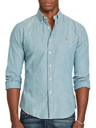 Mens Chambray Shirt, Chambray Shirt Men, Ralph Lauren Denim Shirt, Polo Ralph Lauren Mens Shirts, Fitted Denim Shirt, Ralph Lauren Mens, Ralph Lauren Denim, Ralph Lauren Long Sleeve, Happy Socks