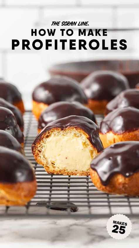 Chocolate Profiteroles Profiteroles Recipe Choux Pastry, Easy Profiteroles Recipe, Perfiteroles Recipe, Vegan Profiteroles, Hazelnut Profiteroles, Mini Profiteroles, Profiterole Recipe, Chocolate Profiteroles, Binder Cookbook