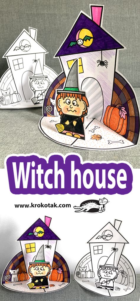 children activities, more than 2000 coloring pages Halloween Craft Activities, Fairy Tale Crafts, House Printable, Hallowen Ideas, Halloween Paper Crafts, October Crafts, Fall Arts And Crafts, Halloween Templates, Children Activities