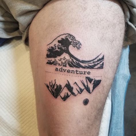 Forearm Wave Tattoo, Waves And Mountains Tattoo, Beach And Mountain Tattoo, Midtown Miami, Rain Tattoo, Matching Bff Tattoos, Matching Bff, Live Tattoo, Washington Mountains