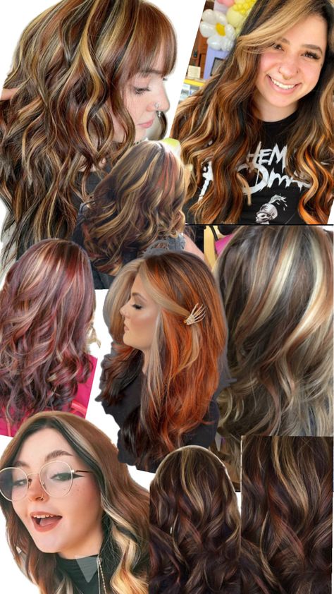 Copper Highlights, Tri Color, Highlights, Copper, Hair