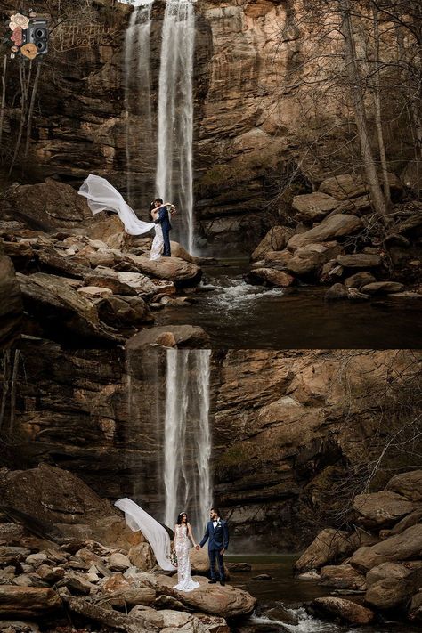 Waterfall Venue Wedding, Toccoa Falls Wedding, Waterfall Shoot, Toccoa Falls, Bushkill Falls, Waterfall Engagement, Hand Fasting, Waterfall Wedding, Green Scenery