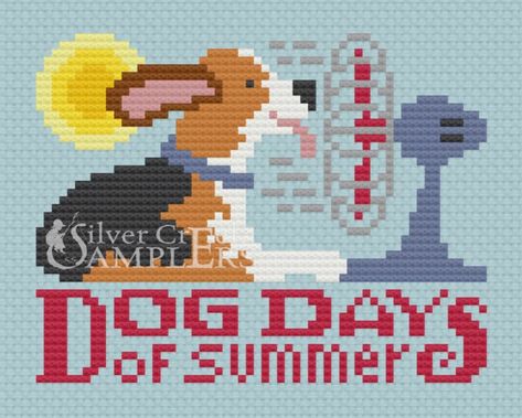 Dog Days | SilverCreekSamplers Silver Creek Samplers, Dog Blankets, X Stitch, Dog Days Of Summer, Cross Stitch Animals, Dog Blanket, Free Cross Stitch, Dog Pattern, Plastic Canvas