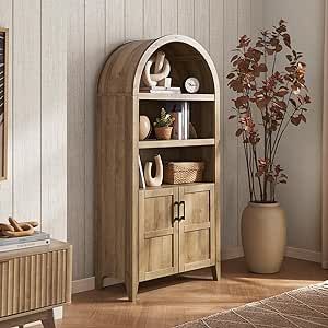 Arched Bookshelf, Arched Bookcase, Bookshelf With Storage, Kitchen Oak, Arched Cabinet, Bookcase With Doors, Kitchen Pantry Cabinet, Cabinet For Living Room, Wooden Storage Cabinet