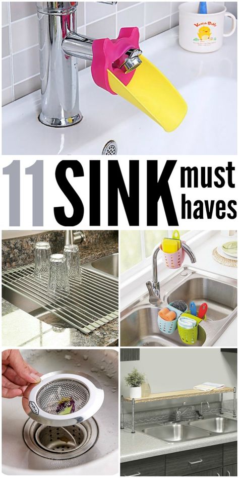 Here are some must-have products to organize my sink - and yours!! Love seeing an organized and clean sink! Crafts For Teens To Make, Small Kitchen Decor, Diy Stairs, Sink Organizer, Kitchen Themes, Kitchen Equipment, Kitchen Rack, Kitchen Hacks, Household Hacks