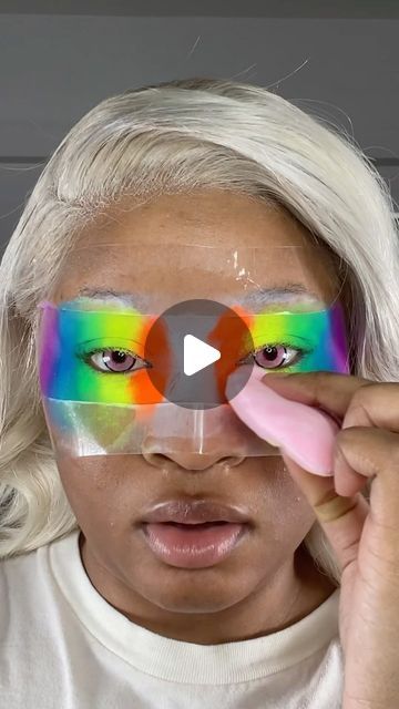 Eye Makeup Rave, Unicorn Face Makeup, Neon Skeleton Makeup, Easy Unicorn Makeup, Cool Eyeshadow Looks Creative, Face Paint Makeup Looks, Crazy Makeup Looks Creative, Mha Makeup, Crazy Makeup Ideas