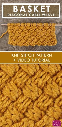 How to Knit the Basket Weave Stitch Diagonal Braided + Woven Cables with Free Knitting Pattern + Video Tutorial by Studio Knit Basket Weave Stitch, Diy Tricotin, Hantverk Diy, Basketweave Stitch, Studio Knit, Cable Knitting, How To Knit, Knit Stitch Patterns, Woven Basket