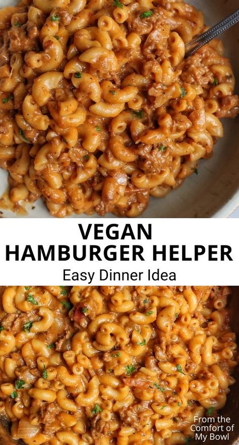 Vegan Hamburger Helper, Vegan Hamburger, Wraps Vegan, Vegan Pasta Dish, Pasta Vegetariana, Vegan Pasta Recipes, Hamburger Helper, Vegan Main Dishes, Tasty Vegetarian Recipes