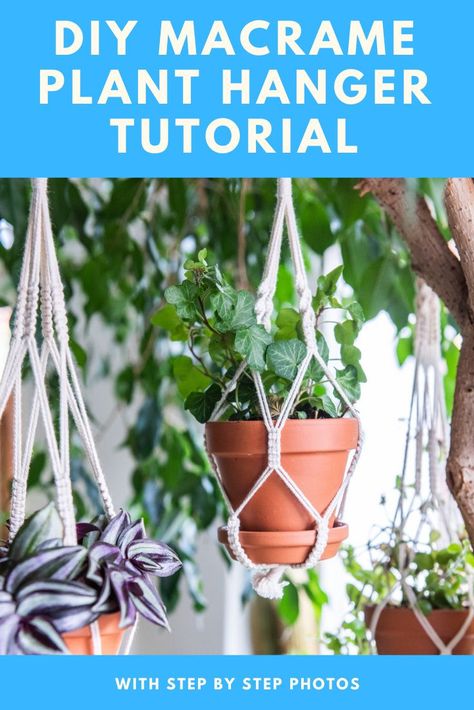 It's surprisingly easy to make your own macrame plant hanger. Here's how with step-by-step photos. Macrame Plant Hanger Free, Plarn Projects, Plant Macrame, Diy Macrame Plant Hanger Tutorials, Plant Hanger Tutorial, Chihuahua Facts, Playhouse Makeover, Macrame Hangers, Macrame Designs