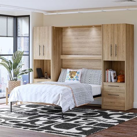 Novogratz Holly Hills Murphy Wall Bed Bundle - Wall Bed & 2 Bedside Wardrobe Storage Cabinets - Bed Bath & Beyond - 40460544 Bedside Wardrobe, Gallery Shelf, Full Size Murphy Bed, Wardrobe Storage Cabinet, Gallery Shelves, Murphy Wall Beds, Queen Murphy Bed, Closet Laundry, Bed Shelves