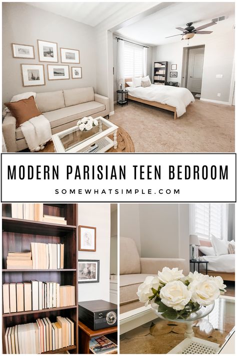 If you love the minimal elegance of a French style design, here's how to design a Modern Parisian Bedroom that's romantic, charming, simple, and chic! via @somewhatsimple Modern Parisian Bedroom, Parisian Chic Decor, Parisian Style Bedroom, Vintage Industrial Bedroom, Parisian Style Decor, Parisian Bedroom, Modern Parisian, Modern Boho Bedroom, Parisian Decor