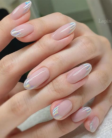 Glitter French Nails, Nails Holographic, Nude Nail Designs, Cute Nail Art Designs, Art Design Ideas, Christmas Nail Art Designs, Pretty Nail Art Designs, Cute Nail, Nail Art Wedding