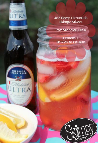 Michelob Ultra berry lemonade #skimpymixers Jello Shot, Think Food, Entertaining Ideas, Strawberry Lemonade, The Beer, Adult Drinks, Party Drinks, A Drink, Cocktail Drinks