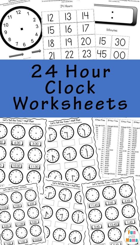 Kindergarten Telling Time, Clock Worksheets, How To Tell Time, Learn To Tell Time, Telling Time Worksheets, Free Homeschool Printables, Homeschool Worksheets, Time Worksheets, Teaching Time