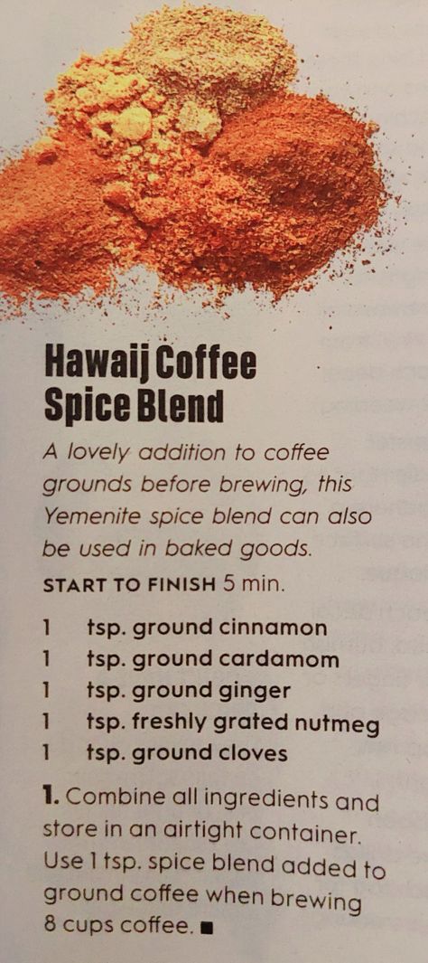 Hawaii coffee spice blend Spiced Coffee Recipe, Ground Coffee Recipes, Homemade Dry Mixes, Dry Mixes, Spice Blends Recipes, Spice Mix Recipes, Homemade Spices, Homemade Seasonings, Spiced Coffee