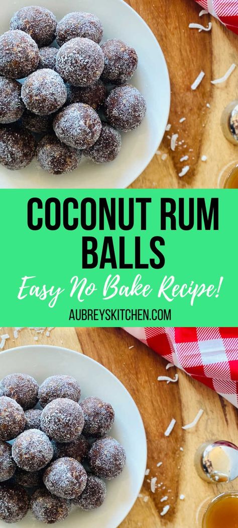 This no bake dessert is easy, quick and packed with coconut rum decadence. Rum balls make the perfect holiday treat or DIY Christmas gift! Rum Balls No Bake, Coconut Rum Balls, Rum Desserts, Cookie Balls Recipe, Rum Balls, Dessert Bites, Appetizers Easy Finger Food, Rum Cake, Bake Dessert