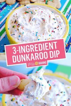 #TheUltimateTartarSauce 3 Ingredient Dunkaroo Dip, How To Make Dunkaroo Dip, Dips Dessert Easy, Easy Dunkaroo Dip, Diy Dunkaroo Dip, Dunk A Roo Dip Recipe, Football Party Foods Desserts, Cake Mix Dip Funfetti, Animal Cracker Snack Ideas