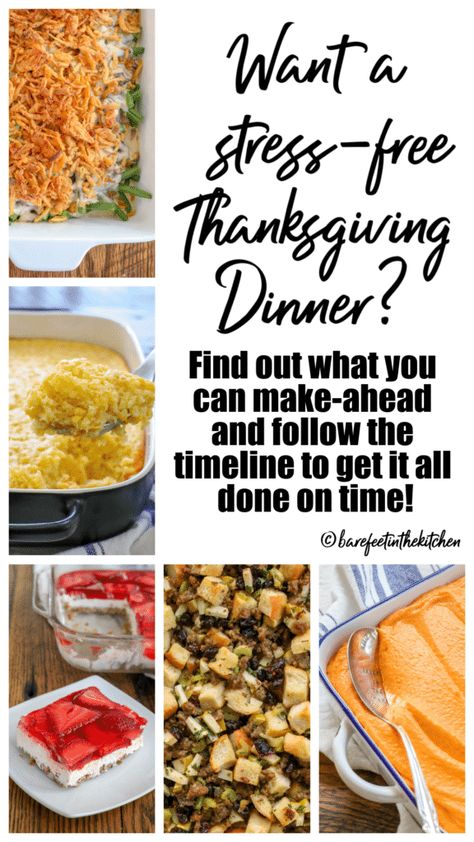 Want a stress-free Thanksgiving dinner? Find out what you can make-ahead and follow the timeline to get it all done on time! Easy Thanksgiving Dinner Recipes, Thanksgiving Meal Prep, Thanksgiving Timeline, Thanksgiving Menu Planning, Leftover Ideas, Easy Thanksgiving Dinner, Thanksgiving Planning, Thanksgiving Appetizers Easy, Thanksgiving Entertaining