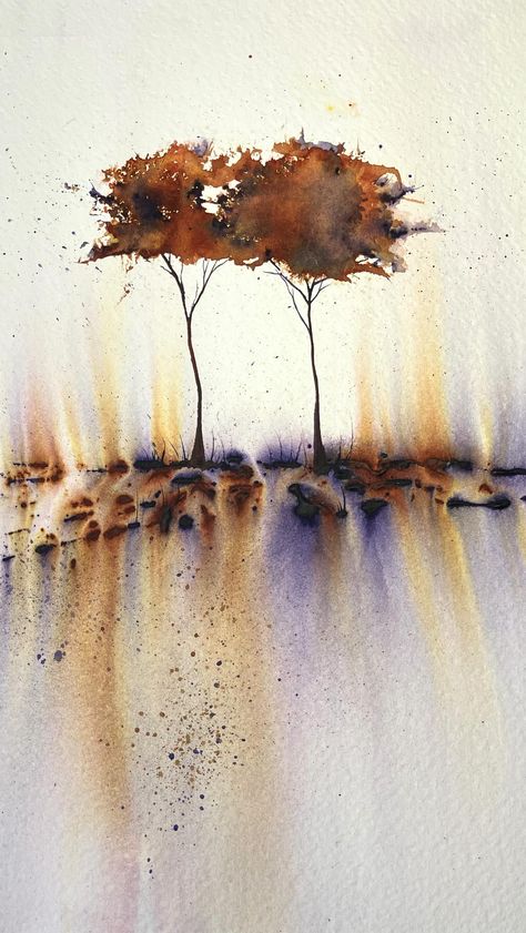 Benita (@t.i.c.a.r.t) • Photos et vidéos Instagram Watercolour Tree, Loose Watercolour, Loose Watercolor Paintings, Intuitive Artists, Abstract Watercolor Landscape, Watercolour Landscape, Contemporary Watercolor, Intuitive Painting, Tree Artwork