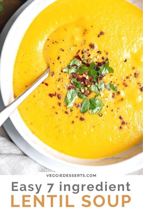 Puree Soup Recipes, Blended Soup Recipes, Vegan Lentil Soup Recipes, Blended Soup, Creamy Lentil Soup, Protein Soup Recipes, Easy Lentil Soup, Veggie Desserts, Egyptian Recipes