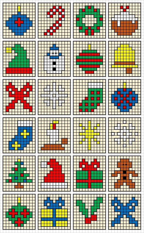 Tiny Pixel Art, Pixel Art Noel, Christmas Cross Stitch Patterns Free, Cross Stitch Christmas Cards, Tiny Cross Stitch, Easy Cross Stitch Patterns, Xmas Cross Stitch, Small Cross Stitch, Cross Stitch Christmas Ornaments