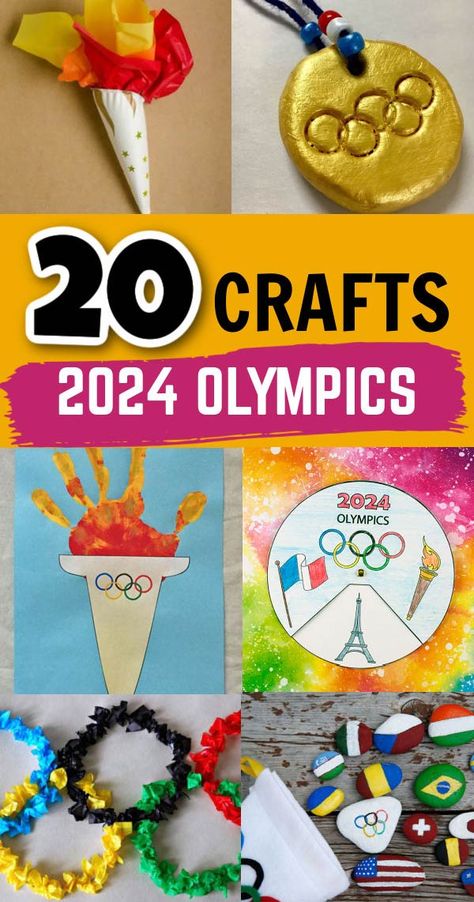 2024 Summer Olympics - 20 Olympics Crafts for Kids - Non-Toy Gifts Olympics Crafts For Kids, Olympic Crafts For Kids, Olympic Torch Craft, Olympic Themed Activities, Summer Olympics Crafts, Summer Olympics Activities, Olympic Games For Kids, Olympic Idea, Kids Olympics