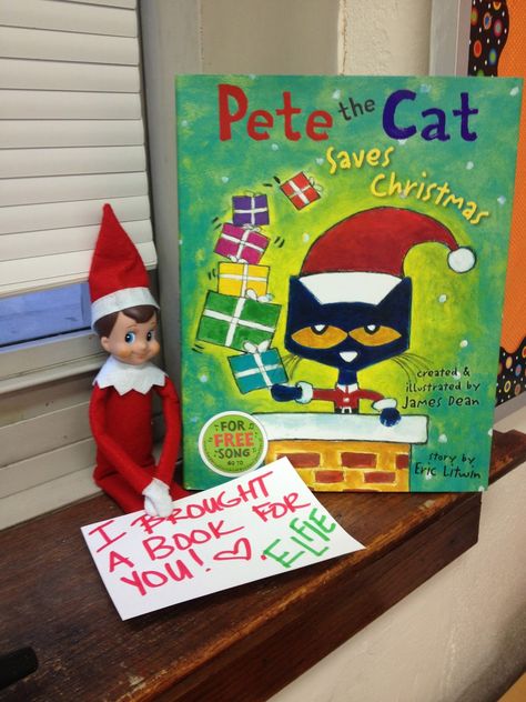 Elf on the Shelf brings a book Elf Classroom, Elf Yourself, Awesome Elf On The Shelf Ideas, Elf Magic, Elf Activities, Xmas Elf, Elf Antics, Elf Fun, 4 December